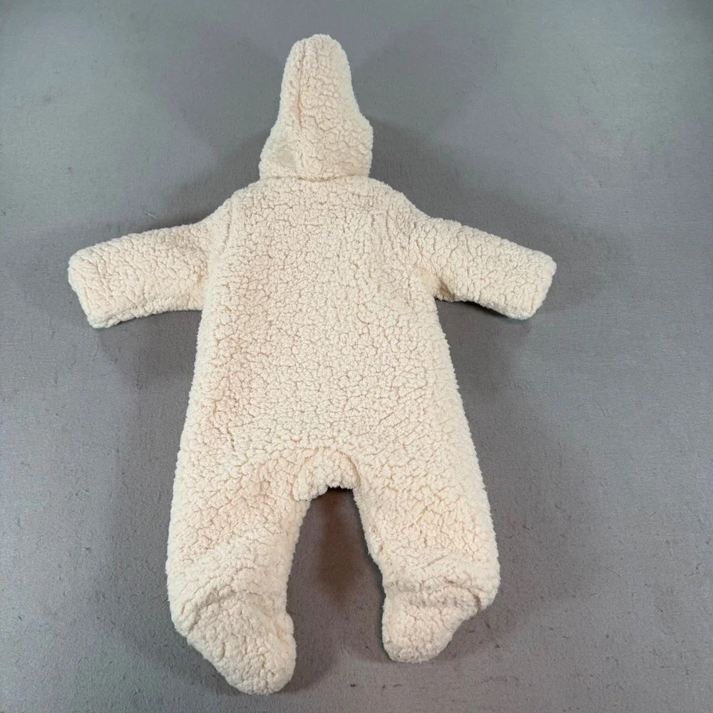 Zara‎ Baby Sherpa Pram Suit Newborn Cream Hooded Footed Romper